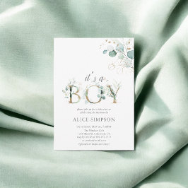 Greenery Eucalyptus Botanical Boy Baby Shower Einladung