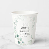 Greenery Eucalyptus Botanical Bridal Shower Pappbecher (Rückseite)