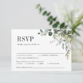 Greenery Eucalyptus Botanisches Elegantes Hochzeit RSVP Karte (Stehend Vorderseite)