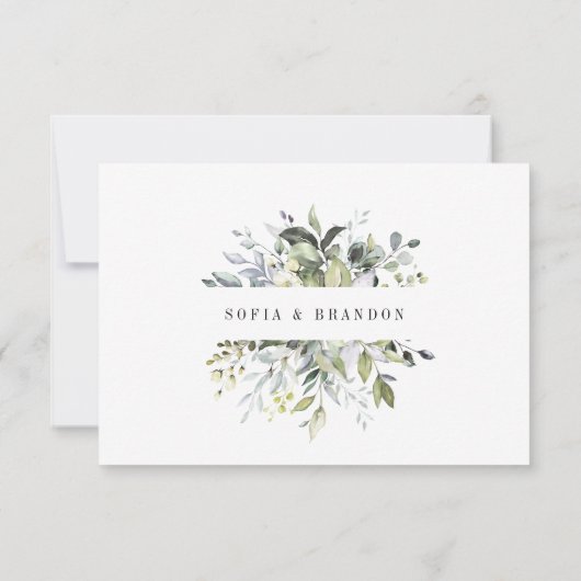 Greenery Eucalyptus Botanisches Elegantes Hochzeit RSVP Karte (Rückseite)