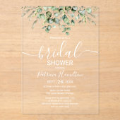 Greenery Eucalyptus Brautparty Acryleinladungen (Vorderseite)