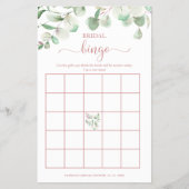 Greenery Eucalyptus Brautparty Bingo Flyer (Vorne)