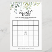 Greenery Eucalyptus Brautparty Bingo Flyer (Vorne)