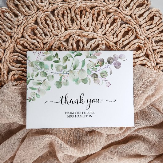 Greenery Eucalyptus Brautparty Danke Karte