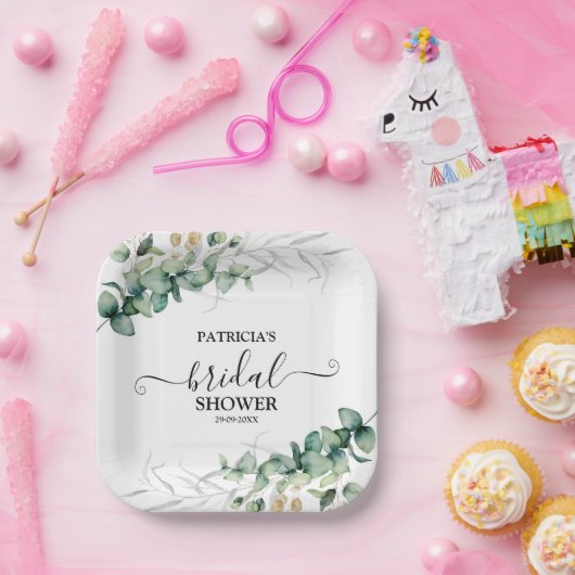 Greenery Eucalyptus Brautparty Pappteller (Party)