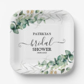 Greenery Eucalyptus Brautparty Pappteller (Vorderseite)