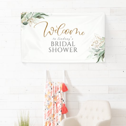 Greenery Eucalyptus Brautparty Willkommen Banner (Insitu)