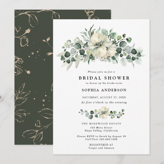 Greenery Eucalyptus Bridal Shower Einladung (Vorne/Hinten)