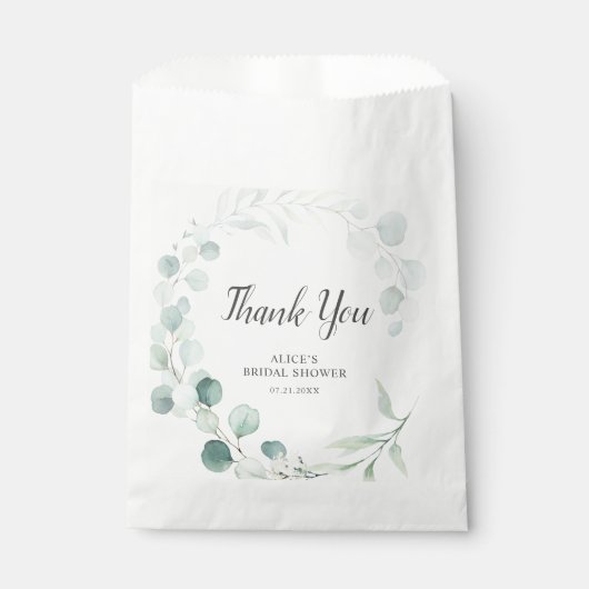 Greenery Eucalyptus Bridal Shower Favor Bag Geschenktütchen (Vorderseite)