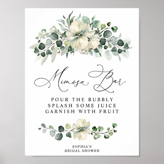 Greenery Eucalyptus Bridal Shower Mimosa Bar Poster (Vorne)