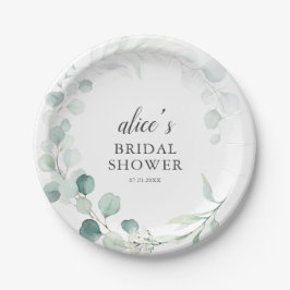 Greenery Eucalyptus Bridal Shower Paper Plate Pappteller