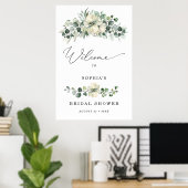 Greenery Eucalyptus Bridal Shower Welcome   Poster (Heimbüro)