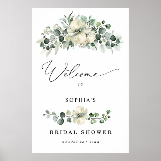 Greenery Eucalyptus Bridal Shower Welcome   Poster (Vorne)