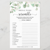 Greenery Eucalyptus Bridal Word Scramble Game Flyer (Vorne)