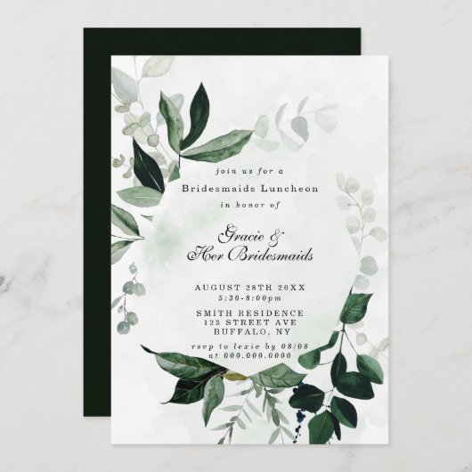 Greenery Eucalyptus Bridesmaids Luncheon Invites (Vorne/Hinten)