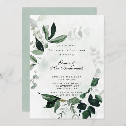 Greenery Eucalyptus Bridesmaids Luncheon Invites (Vorne/Hinten)