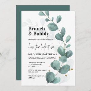 Greenery Eucalyptus Brunch & Bubbly Brautparty Einladung