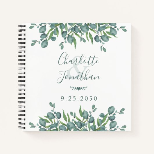 Greenery Eucalyptus Budget Wedding Gästebuch Notizblock (Vorderseite)