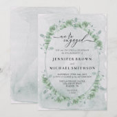 Greenery Eucalyptus Calligraphy Signature Engaged Einladung (Vorne/Hinten)