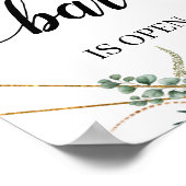 Greenery Eucalyptus Calligraphy Wedding Bar Sign Poster (Ecke)