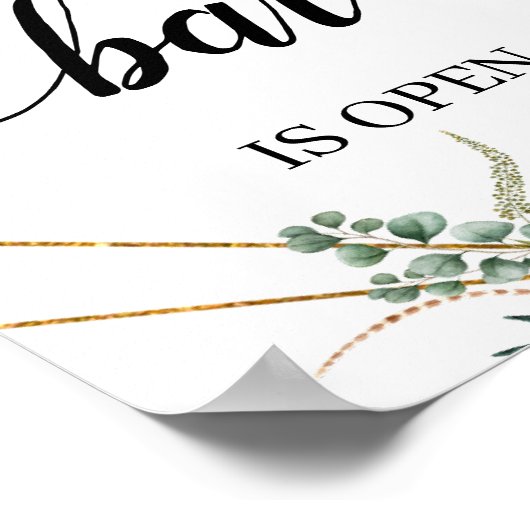 Greenery Eucalyptus Calligraphy Wedding Bar Sign Poster (Ecke)