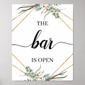 Greenery Eucalyptus Calligraphy Wedding Bar Sign Poster (Vorne)