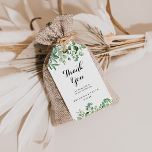 Greenery Eucalyptus Calligraphy Wedding Vielen Dan Geschenkanhänger
