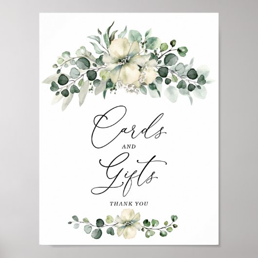 Greenery Eucalyptus Cards & Gifts Sign Poster (Vorne)