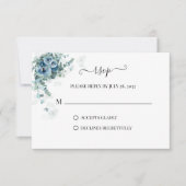Greenery Eucalyptus Dusty blue Floral 2 Wedding RSVP Karte (Vorderseite)