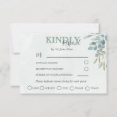 Greenery Eucalyptus Dusty Blue Wedding RSVP Karte (Vorderseite)