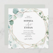Greenery Eucalyptus Elegant Calligraphy Wedding Einladung (Vorne/Hinten)