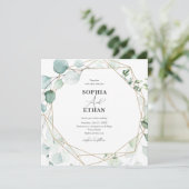 Greenery Eucalyptus Elegant Calligraphy Wedding Einladung (Stehend Vorderseite)