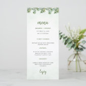 Greenery Eucalyptus Elegant Leaf Wedding Menu Menükarte (Stehend Vorderseite)