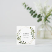 Greenery Eucalyptus Elegant Quadratische Visitenkarte (Stehend Vorderseite)