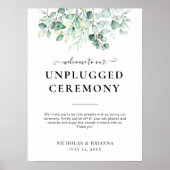 Greenery Eucalyptus Elegant Unplugged Wedding Sign Poster (Vorne)