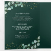 Greenery Eucalyptus Emerald Green QR Code Wedding Dreifach Gefaltete Einladung (Innen Erste Seite)