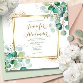 Greenery Eucalyptus Emerald Green Square Wedding Einladung