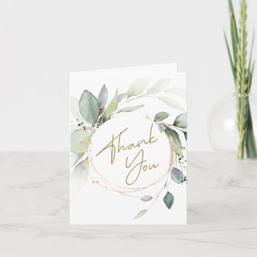 Greenery Eucalyptus Falted Danke Karte (Vorderseite)