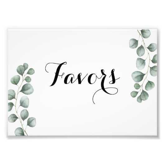 Greenery Eucalyptus Favor Sign Fotodruck (Vorne)