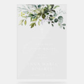 Greenery, Eucalyptus, First Holy Communion Welcome Acrylschild (Vorderseite)