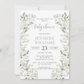 Greenery Eucalyptus Floral Baby Shower Einladung (Vorderseite)