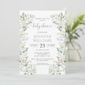 Greenery Eucalyptus Floral Baby Shower Einladung (Stehend Vorderseite)