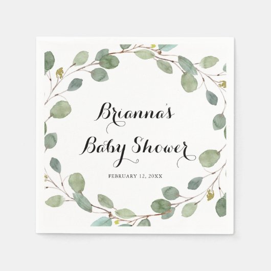 Greenery Eucalyptus Foliage Baby Shower Serviette (Vorderseite)