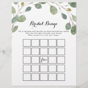 Greenery Eucalyptus Foliage Bridal Bingo Game
