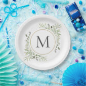 Greenery Eucalyptus Foliage Monogram Pappteller (Party)