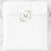 Greenery Eucalyptus Foliage Monogram Quadratischer Aufkleber (Tasche)