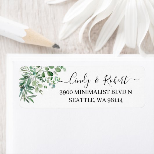 Greenery Eucalyptus Foliage Script-Rücksendeadress (Insitu)