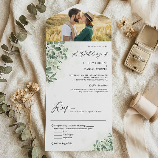 Greenery Eucalyptus Foliage Wedding Foto All In One Einladung