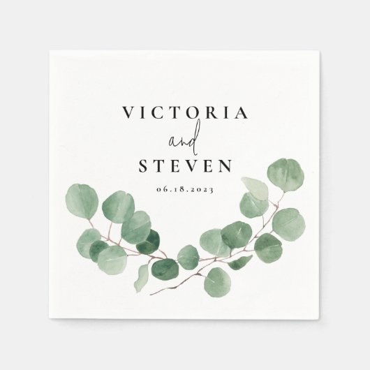 Greenery Eucalyptus Foliage Wedding Napkins Serviette (Vorderseite)