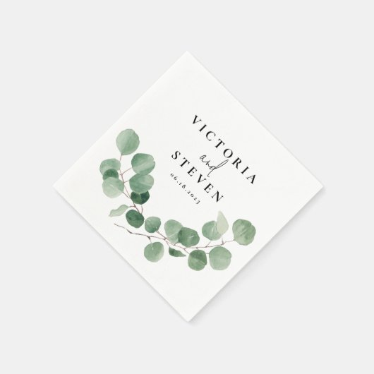 Greenery Eucalyptus Foliage Wedding Napkins Serviette (Ecke)